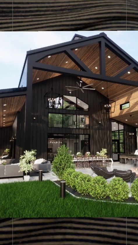 Stacee Lynn | Welcome To Barndominium Envy Friday I shared this stunning Barndo exterior a couple of weeks ago and the requests poured in to see a… | Instagram Barndominium Ideas Two Story, Dark Barndominium Ideas, Luxury Barndominium Exterior, Modern Barndo Interior, Barndominium With Pool Ideas, Upscale Barndominium, Pretty Barndominium, Chic Barndominium, Modern Barndominium Ideas Floor Plans