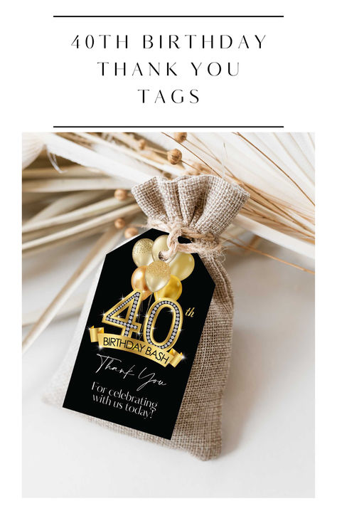 40th Birthday Favor Tags Princess Tea Party Birthday, 40th Birthday Favors, 40th Party Ideas, 40th Birthday Party Favors, Cheers To 40 Years, Thank You Tag Printable, Princess Tea Party, Birthday Tags, Sweet Bags