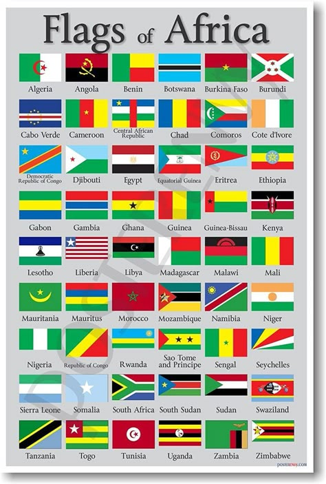 At Flags of African Countries you can track down an outline of banners of every single African country. The nations of Africa can be arranged one after another in order on the name of the nation, yet in addition on populace and size of the country. Each banner has a portrayal and it is additionally demonstrated which tones are utilized and what the first extent of the banner. #world #flags #countries Flags Of Africa, Geography Poster, Travel Classroom, Geography Classroom, World Country Flags, Africa Continent, Africa Flag, Countries And Flags, Flags With Names