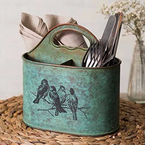 Metal Caddy, Kitchen Caddy, Shabby Chic Room, Vintage Cutlery, Organizing Hacks, Diy Outdoor Decor, Primitive Kitchen, Metal Kitchen, Shabby Chic Kitchen