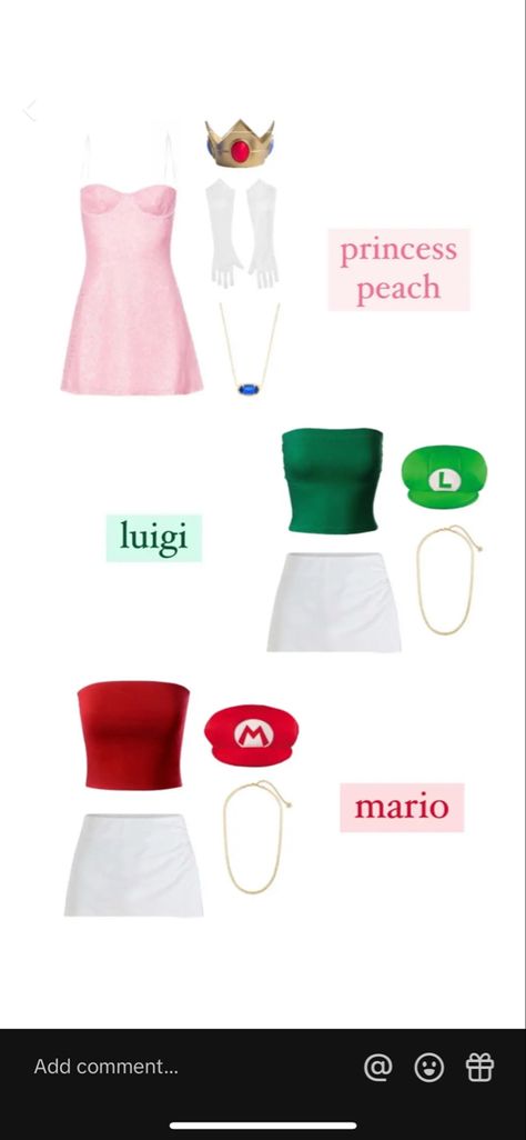 Mario Party Costume, Mario And Luigi Halloween, Luigi Halloween Costume, Princess Peach Halloween Costume, Costume Mario, Princess Peach Halloween, Princess Peach Costume, Luigi Costume, Peach Costume