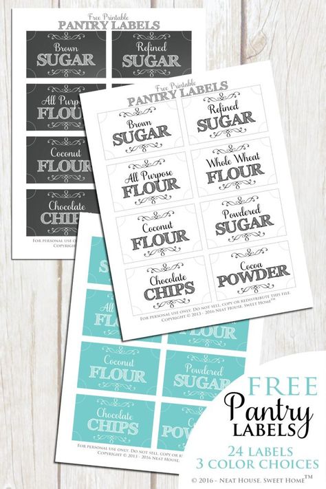 Free printable pantry labels. Download and print your favorite. There's 24 of each! Pantry Labels Printable, Free Pantry Labels, Pantry Organization Labels, Kitchen Printables, Pantry Decor, Organization Pantry, Kitchen Labels, Canning Labels, Organizing Labels