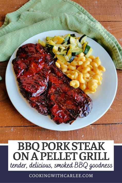 BBQ pork steaks are a tender and delicious meal. These are slow cooked on the pellet grill until juicy and smoked to perfection. The bits of caramelized sauce and yummy pork come together to make each bite wonderful. Bbq Pork Steak, Bbq Pork Steaks, Grilled Pork Steaks, Pulled Pork Leftover Recipes, Pellet Smoker Recipes, Pork Steak Recipe, Api Integration, Pork Steaks, Pork Recipes For Dinner