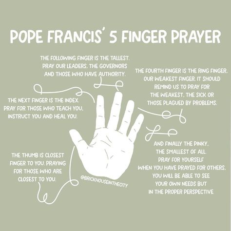 Lauren Winter’s Instagram photo: “I remember when I learned about Pope Francis's Five Finger Prayer and thought it would be a useful and simple prayer guide for my children.…” Finger Rosary, 5 Finger Prayer, 5 Finger Prayer For Kids, Five Finger Prayer, Pope Francis False Prophet, 5 Fingers, Praying For Others, Simple Prayers, I Remember When