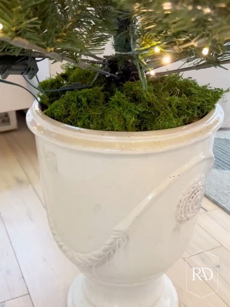 DIY Potted Christmas Tree Stand - Remington Avenue Xmas Tree Stand Ideas, Wash Tub Christmas Tree Stand, Bases For Christmas Trees, Diy Ornament Stand, Christmas Tree Platform Ideas, How To Put A Christmas Tree In A Pot, Christmas Tree In A Planter, Christmas Tree In Pot Planters, Diy Christmas Tree Stand For Fake Tree