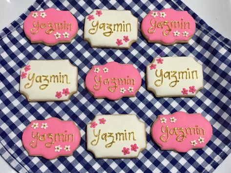 Galletas personalizadas para xv años o cumpleaños con nombre de yazmin Sugar Cookie, Birthday