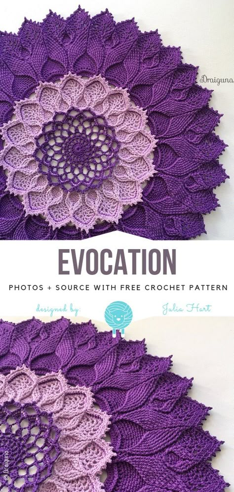 Evocation Free Crochet Pattern - Free Crochet Patterns Crochet Mandala Free Pattern Blanket, Small Crochet Mandala Free Pattern, Mandala Free Crochet Pattern, Doily Patterns Free Crochet, Intricate Crochet Patterns, Asteria Crochet Pattern Free, Free Crochet Mandala Pattern, Crochet Doily Pattern Free, Crochet Doily Patterns Free