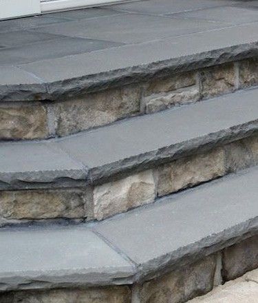 Front Porch Steps Ideas Entrance Stone, Landscaping Stairs, Stone Front Steps, Stone Steps Front Door, Limestone Steps, Stone Steps, Garrison Colonial Exterior, Front Porch Stone Steps, Bluestone Steps