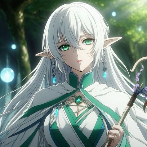 Persona Anime, Anime Elf, Female Elf, Queen Anime, Anime Oc, Cute Animal Drawings, Manga Illustration, Manga Drawing, White Hair