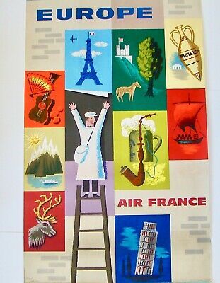 VINTAGE AIR FRANCE Europe travel poster reproduction steel sign $19.99 - PicClick Vintage Airline Posters, Personalised Scrapbook, Aviation Posters, Henri De Toulouse Lautrec, Vintage Airlines, Retro Graphics, Vintage Air, Alphonse Mucha, Air France