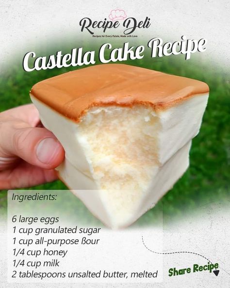 Recipe Deli, Castella Cake Recipe, Castella Cake, Roll Cakes, Sponge Cakes, Fun Cakes, Deli Food, Recipe Ingredients, Banana Pudding