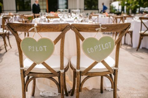 pilot and copilot labels on bride and groom reception chairs Pilot Copilot Wedding, Bride And Groom Reception, Reception Chairs, White Veil, Yosemite Elopement, White Veils, Lake Tahoe Wedding, Reception Chair, Lake Tahoe Weddings