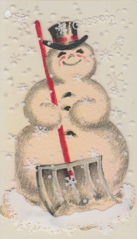 Snowman Pics, Gesso Art, Retro Snowman, Snow Shovels, Snow Men, Vintage Holiday Cards, Nostalgic Christmas, Vintage Snowman, Snow People