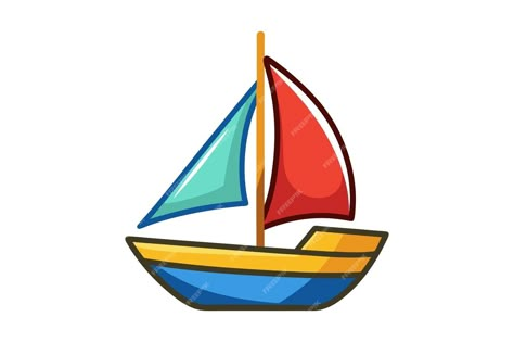 Sailboat cartoon sticker on white background | Premium AI-generated vector Cartoon Stickers, Graphic Resources, White Background, Illustration Art