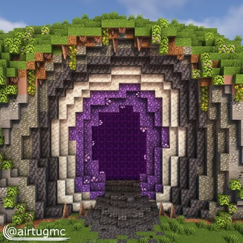 Cute Nether Portal Ideas, Nether Design Ideas, Minecraft Retaining Wall Ideas, Cool Minecraft Nether Portal Ideas, Cool Nether Portal Designs Minecraft, Minecraft Nether Portal Room Design, Mc Nether Portal Design, Nether Portals Minecraft, Nether Minecraft Ideas