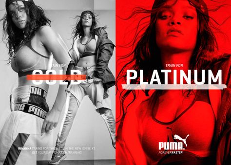 Print Advertising Design, Sport Editorial, Puma Rihanna, Puma Outfit, Elle Us, Study Photography, Vogue Us, Learning Graphic Design, Sports Graphic Design