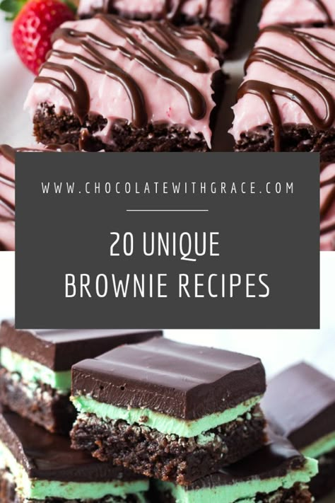 Brownie Recipes With Fruit, Non Chocolate Brownies, Extreme Brownie Recipes, Brownies For A Party, Over The Top Brownies, Dessert Brownies Recipes, Types Of Brownies Recipe, Brownies Different Flavors, Wedding Brownies Ideas