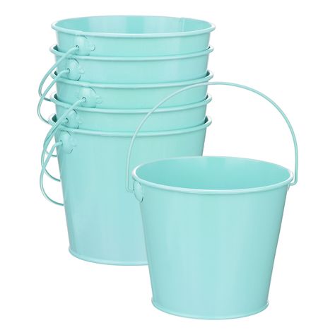 Document PRODUCT APPLICATIONSThese small metal buckets with handles are versatile containers suitable for gardening, planting flowers, storing tools, organizing small items, or adding a rustic touch to home decor.PRODUCT DETAILS & INCLUDE√ Material: Galvanized Iron√ Color: Light Blue√ Overall Size: 12 x 9 x 10cm / 4.7" x 3.5" x 4" (Top Dia*Bottom Dia*Height)√ Package Includes: 6 Pcs x Small Metal Bucket with HandlePRODUCT ADVANTAGES1. Featuring a classic and durable design, these small metal buckets are crafted from galvanized metal, ensuring resistance to corrosion and longevity. The sturdy handle provides easy carrying and hanging options for various uses.2. The small metal bucket with a handle serves multiple functions, such as holding soil, carrying water, displaying plants, storing ga Galvanized Bucket Lighting, Blue Bachelorette, Small Scale Gardening, Metal Buckets, Displaying Plants, Galvanized Buckets, Bucket Light, Home Decor Product, Gardening Planting