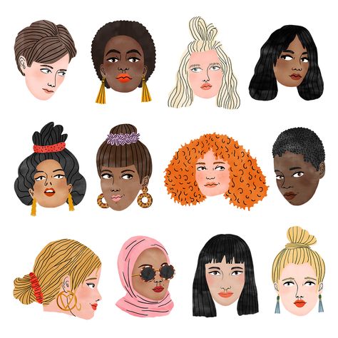 10.7k Likes, 77 Comments - Bodil Jane (@bodiljane) on Instagram: “Happy International Women’s Day ‍♀️ Here’s a collection of my fave girls from the past…” Women's Month Illustration, Diverse Women Illustration, Face Illustration, People Illustration, Portrait Illustration, Art Plastique, 그림 그리기, Character Illustration, Illustrator