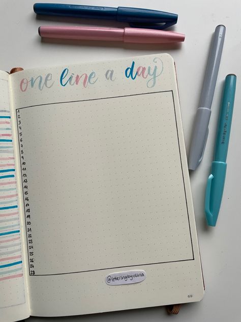 One Line A Day Bullet Journal, Journal One Line A Day, Bullet Journal Lines, Page Bullet Journal, One Line A Day, April Bullet Journal, February Bullet Journal, Bullet Journal Cover Page, Bullet Journal Paper