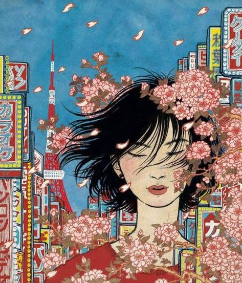 Yuko Shimizu illustrated (because) Yuko Shimizu Illustration, Yuko Shimizu, Geisha Art, Mixed Media Illustration, Japanese Illustration, Picture Illustration, Kimonos, Japanese Art, Art Wallpaper