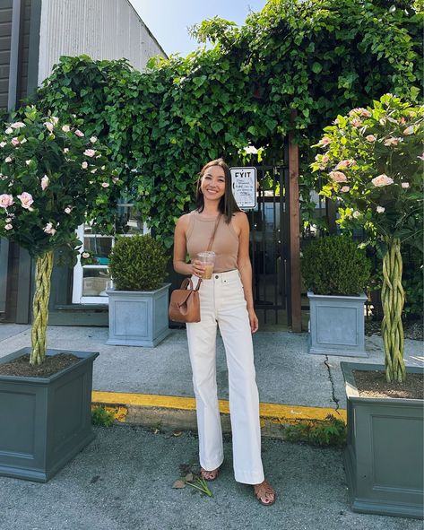 A&F Sloane Tailored Pant curated on LTK White Wide Leg Jeans Outfit, White Jeans Outfit Summer, Life With Jazz, White Wide Leg Jeans, Cali Trip, Wide Leg Jeans Outfit, White Pants Outfit, Most Comfortable Jeans, White Jeans Outfit