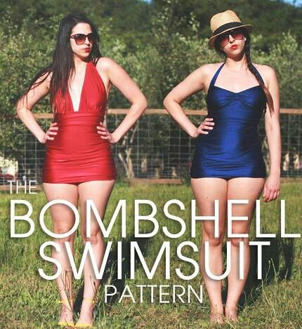 Cute Swimsuit Pattern Free, Bombshell Swimsuit, Vintage Inspired Swimsuit, Swimsuit Pattern Sewing, Bathing Suit Patterns, Swimsuit Pattern, Suit Pattern, Couture Vintage, Pattern Free