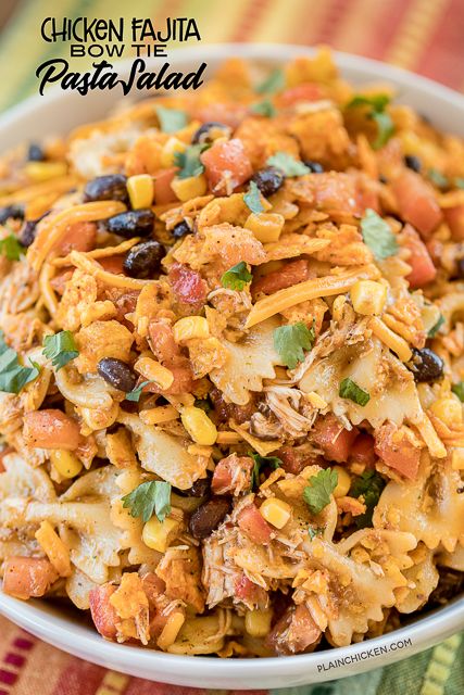 Chicken Fajita Bow Tie Pasta Salad | Plain Chicken® Fajita Pasta Salad, Bow Tie Pasta Salad, Fajita Pasta, Bowtie Pasta Salad, Chicken Fajita Pasta, Bow Tie Pasta, Best Pasta, Chicken Fajita, Chicken Fajitas