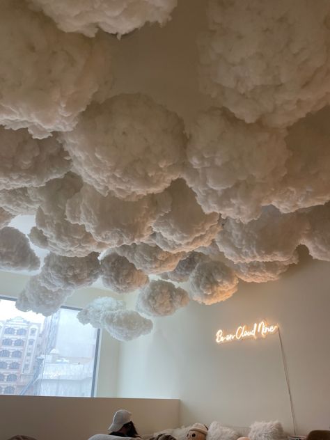 Room With Clouds On Ceiling, Cloud Home Decor, Fake Clouds Diy Ceiling, Hanging Clouds From Ceiling, Cloud Ceiling Decor, Cloud Ceiling Bedroom, Clouds On Ceiling, Diy Clouds Ceiling, Clouds Decoration