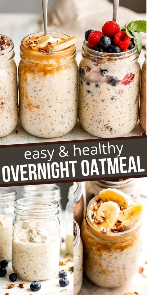 Quick Easy On The Go Breakfast, Oatmeal In A Jar Overnight How To Make, Oatmeal Mason Jar Recipes Overnight Oats Healthy Breakfasts, How To Make Oatmeal Overnight, Rolled Oats Recipe Breakfast Stovetop, Quaker Oats Overnight Oatmeal Recipes, Clean Overnight Oats In A Jar, Breakfast Prepared Night Before, Overbite Oats Recipes