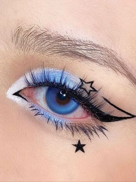 Cute Eyeliner Looks, Eyeliner Ideas Creative, Eye Makeup Tricks, Music Makeup, Concert Makeup, Cute Eye Makeup, Halloween Eye Makeup, Korean Eye Makeup, Graphic Makeup