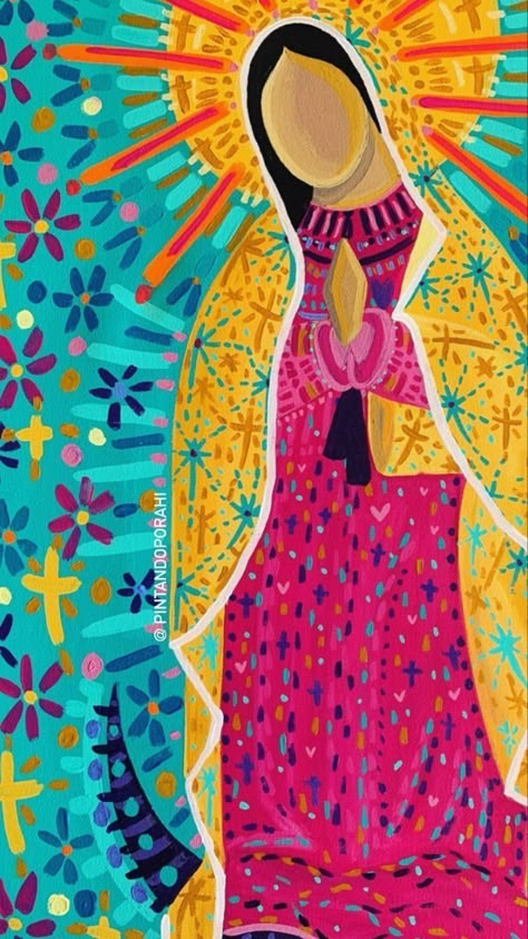 Mexican Home Screen, Virgencita Painting, Paintings With Quotes, Virgencita Wallpaper, Mexican Paintings Ideas, Mexican Art Painting, Virgin Mary Art, Mexican Culture Art, Arte Inspo