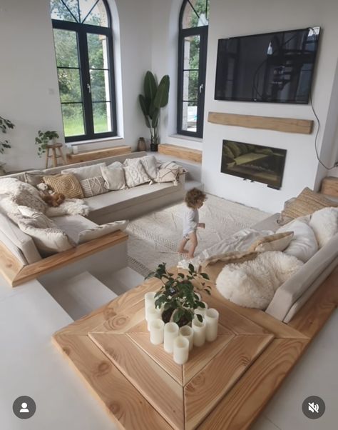 Sunken Lounge, Built In Sofa, My Scandinavian Home, Home Must Haves, Sunken Living Room, Road House, Build A House, Entertainment Area, Family Room Ideas