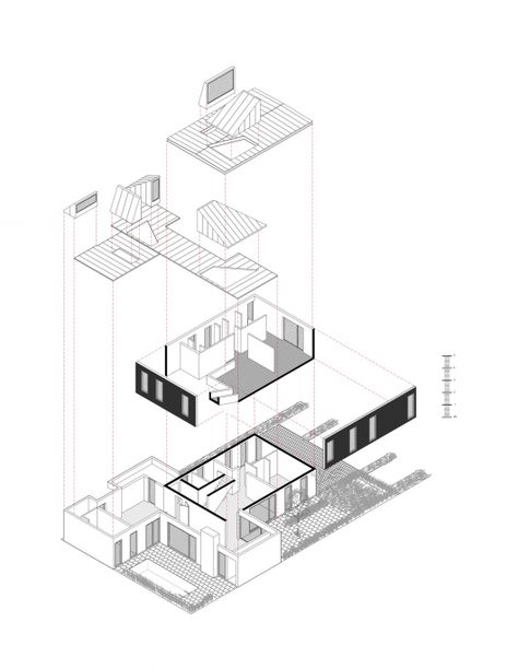 Exploded Axonometric, Axonometric Drawing, Presentation Board Design, Museum Interior, Architecture Panel, Interior Design Presentation, Cape House, Architecture Graphics, Layout Architecture