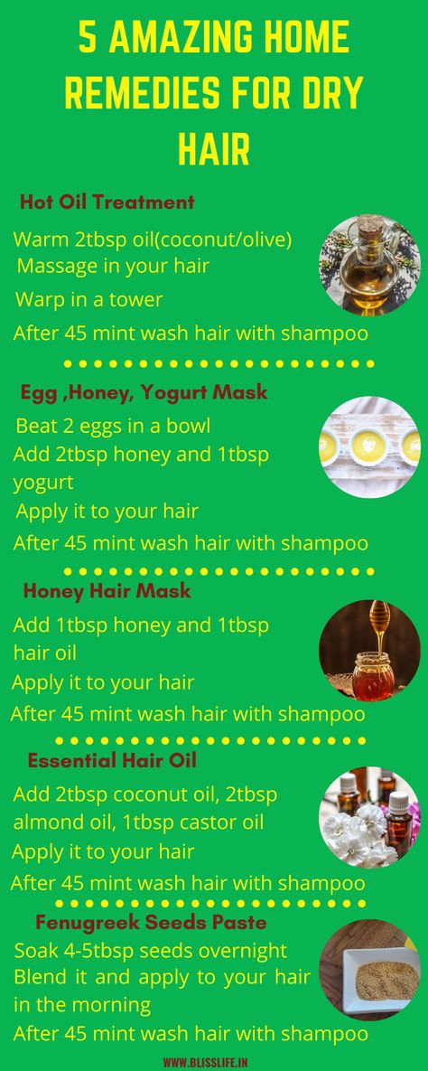 Remedy For Dry Hair Homemade, Dry Frizzy Hair Remedies At Home, Home Made Hair Mask For Dry Damaged Hair, Dry Hair Remedies Homemade, Hairstyles For Dry Frizzy Hair, How To Treat Dry Hair, Dry Hair Remedy, Home Remedy For Dry Hair, Treatments For Dry Hair