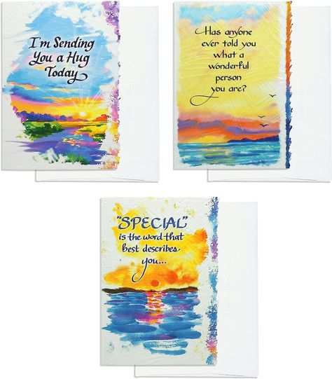 Amazon.com : Blue Mountain Arts Thinking of You Card Assortment—3 Unique Cards with Thoughtful and Encouraging Messages for the Special People in Your Life : Office Products Blue Mountain Cards, Sending You A Hug, Encouraging Messages, Unique Greeting Cards, Mountain Art, Describe Yourself, Unique Cards, Special People, Blue Mountain