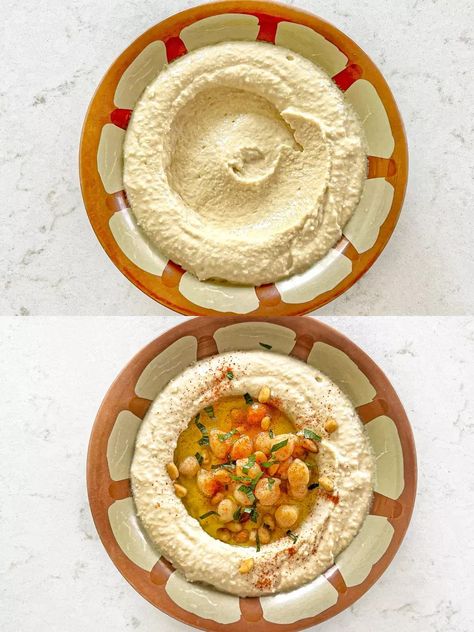 Hummus B'Tahini (Hummus With Tahini) Recipe Hummus Recipe With Tahini, Hummus With Tahini, Tahini Hummus, Making Hummus, Chickpea Flatbread, Hummus Recipes, Tahini Recipe, Make Hummus, Small Food Processor