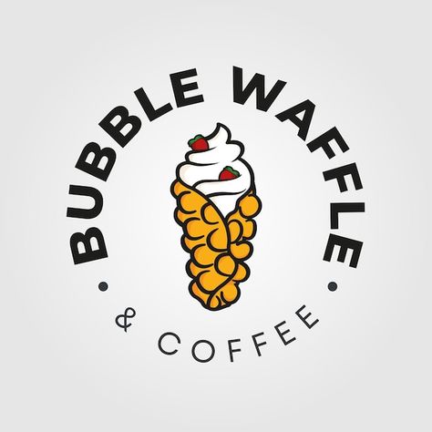 Bubble Waffle Logo, Waffle Logo Design, Waffles Logo, Snack Box Packaging, Logo For Cafe, Hong Kong Waffle, Waffle Logo, Sewing Business Logo, Food Company Logo