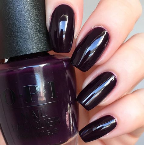 Opu Wanna wrap? is a dark purple creme polish that covers in two coats. Dark Purple Nail Polish, Black And Purple Nails, Dark Purple Nails, Dark Nail Polish, Creative Nail Art, Purple Nail Polish, Nail Polish Art, Nail Essentials, Opi Nail Polish