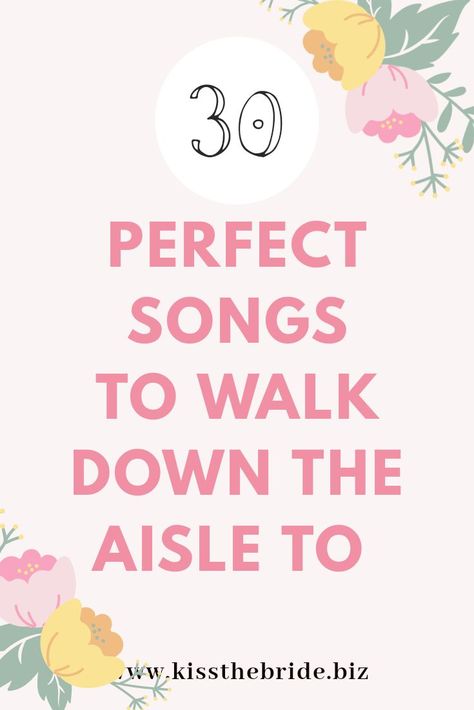 Choosing the right song to walk down the aisle to is a big deal. It's the first song you hear when you make your entrance. We have rounded up 30 Beautiful song ideas for your wedding march R&b Wedding Songs To Walk Down Aisle, Wedding Bride Entry Songs, Songs For The Bride To Walk Down To, Bride Ceremony Entrance, Songs To Walk Down The Aisle To Entrance, Disney Wedding Songs To Walk Down Aisle, Bride Songs Entrance Walks, Wedding Walk Down The Aisle Songs, Unique Songs To Walk Down The Aisle To