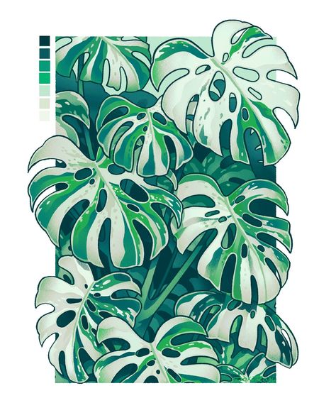 Monstera Variegata, Plant Aesthetic, Plant Drawing, Plant Illustration, Plant Art, Urban Jungle, Botanical Art, Portrait Art, Aesthetic Art