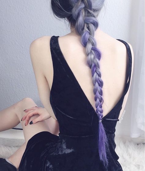 Romantic grayish purple hair color Grayish Purple Hair, Greyish Purple Hair, Kool Aid Hair Dye, Kool Aid Hair, Low Bun Wedding Hair, Purple Hair Color, Girl Hair Colors, Diy Hair Color, Hair Color Purple