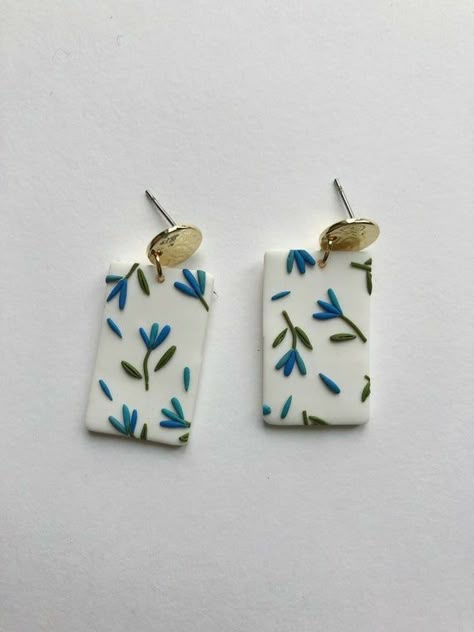 Ditsy Floral Pattern, Travel Tattoos, Terracotta Earrings, Polymer Clay Gifts, Diy Earrings Polymer Clay, Polymer Clay Jewelry Tutorials, Handmade Clay Jewelry, Polymer Earrings, Polymer Clay Diy