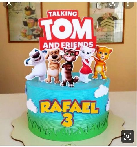 Talking Tom Cake Birthday, Talking Tom Birthday Party, Talking Tom Cat Birthday Party, Tom Cake, Talking Tom And Friends, Tom And Friends, Talking Tom Cat, Boys First Birthday Cake, Superhero Birthday Cake