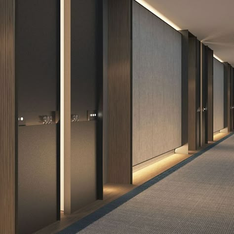 Hotel Corridor Design, Lift Lobby, Hotel Corridor, Hotel Hallway, Corridor Design, Interior Design Minimalist, Corridor Lighting, Hotel Inspiration, Hotel Door