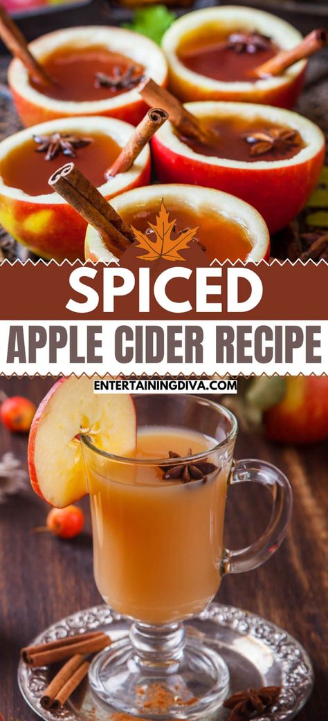 Homemade Spiced Apple Cider Recipe From Scratch | Christmas Food and Drinks Homemade Spiked Apple Cider, Homemade Hot Apple Cider, Apple Cider Recipes, Spiced Apple Cider Recipe, Hot Apple Cider Recipe, Cider Recipes, Christmas Turkey Recipes, Christmas Dinner Recipes, Winter Cocktail