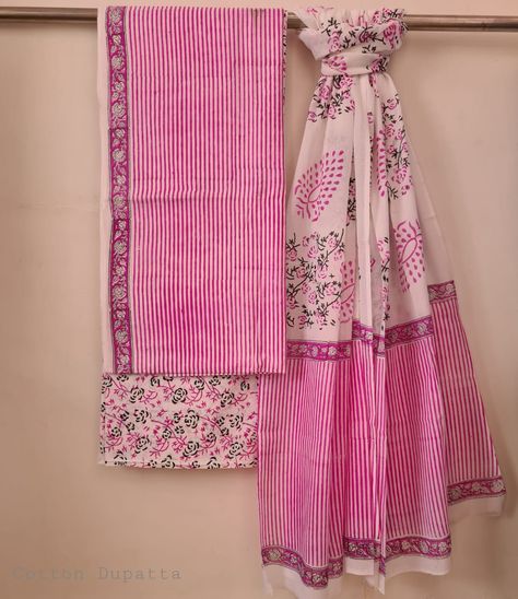 Beautiful handblock printed pure cotton suit sets Cotton Dupatta With Printed Motifs, Summer Cotton Dupatta With Block Print, Cotton Semi-stitched Block Print Churidar, Cotton Dress Materials With Price, Designer Cotton Block Print Dupatta, Cotton Block Print Patterned Dupatta, Tye Dye Dress, Dupatta Top, Pure Cotton Suits