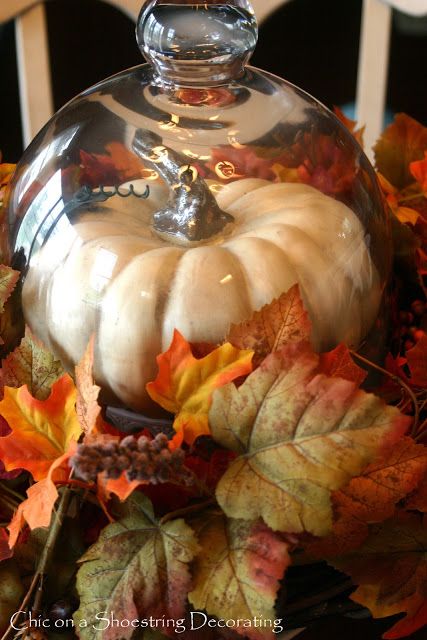 Fall Cloche, Fall Lovers, Pretty Pumpkins, Fall Deco, Autumn Decorating, Budget Friendly Decor, Pumpkin Painting, Leaves Fall, The Bell Jar