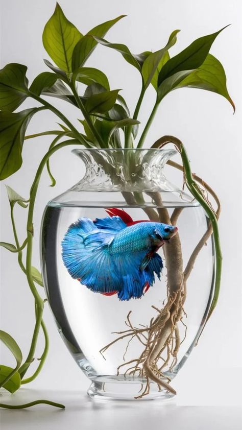 [10+] Betta Fish Tank Ideas (With Pictures) - Complete Guide 2024 Creative Fish Tank, Fish Tower, Betta Fish Tank Ideas, Betta Fish Bowl, Vase Fish Tank, Fish Tank Ideas, Video Collage, Small Fish Tanks, Diy Fish Tank