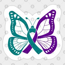 Purple Ribbon Tattoos, Purple Ribbon Awareness, Awareness Ribbons Colors, Teal Butterfly, Back Of Neck Tattoo, Ribbon Tattoos, Teal Ribbon, Wings Tattoo, Purple Art